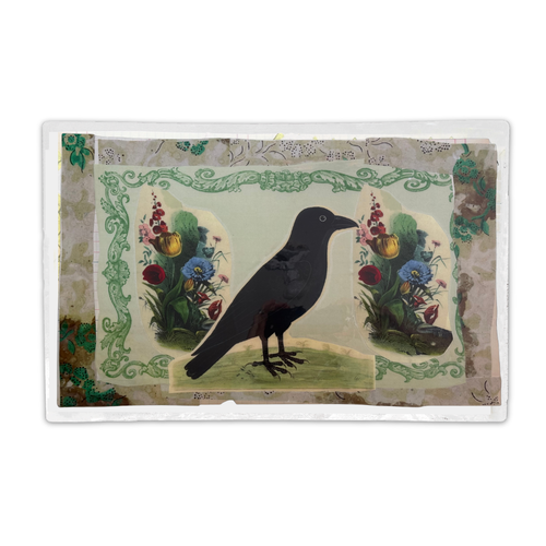 One-of-a-Kind Collaged Raven Mat (#25)