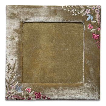 Liza Stems Silk Velvet Square Tabletop Frame in Silver Green (#25)