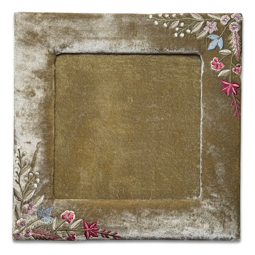 Liza Stems Silk Velvet Square Tabletop Frame in Silver Green (#25)
