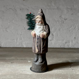 Papier-Mâché Santa with Old Finished Brown Coat