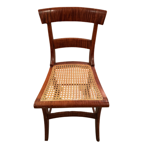 19th Century Federal Tiger Burled Cane Chair