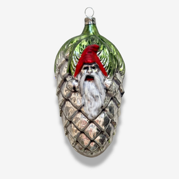 Nostalgic Gnome on Pinecone Ornament