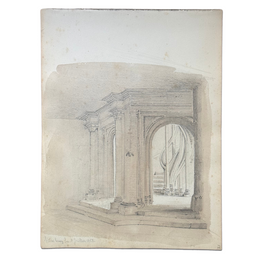 19th Century French Monochromatic Watercolor Painting by Alphonse Baril (#52)