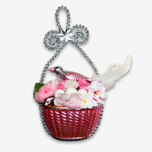 Basket with Bird Ornament