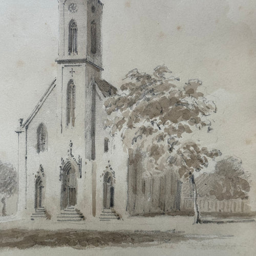 19th Century French Monochromatic Watercolor Painting by Alphonse Baril (#53)