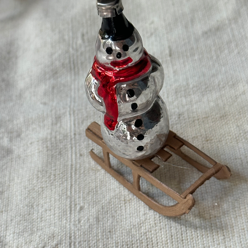 Nostalgic Clip-on Snowman on Sled Ornament