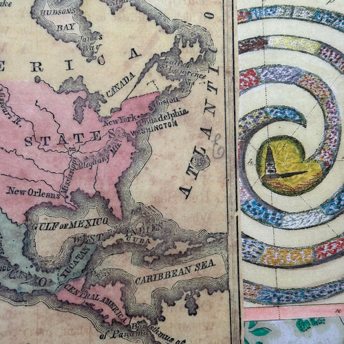 One-of-a-Kind Collaged Map & Maze Mat (#28)