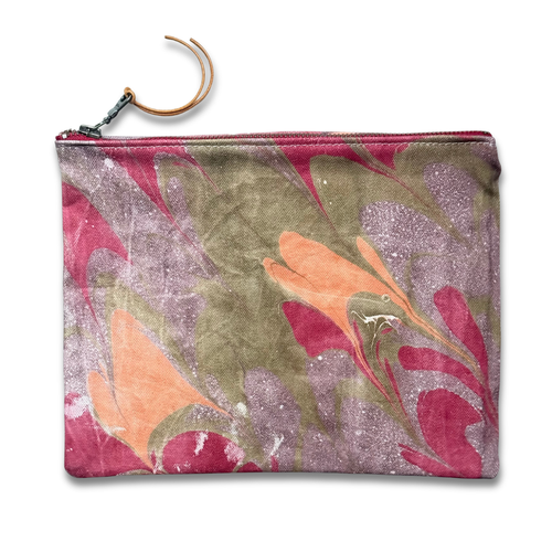 Hand Marbled One-of-a-Kind Zipper Pouch (#P18)