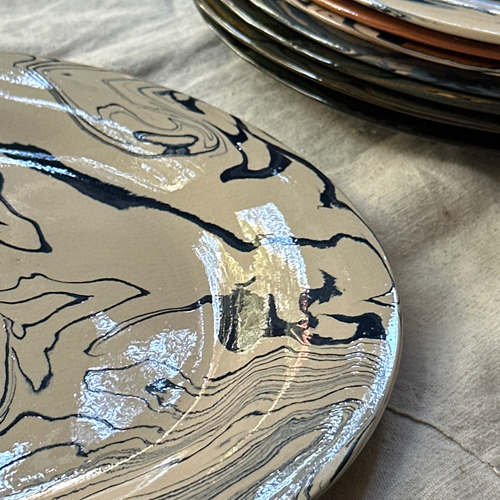 Marbled Presentation Plate in Dark Belle Île (DB #763)
