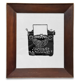 Hugo Guinness "Typewriter" Linocut  in a Vintage Frame