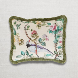 Small Canton Fringe Pillow in Green (No. 70A) with Linen Backing