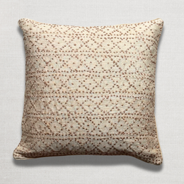 French Knots Embroidered Tassia Cushion in Ivory