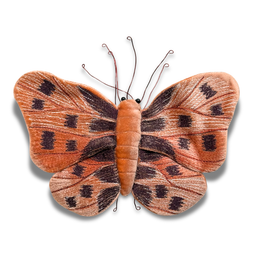 Original Silk Velvet Embroidered Butterfly in Tangerine
