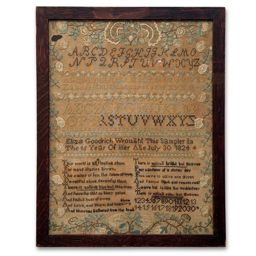19th-century American Needlework Sampler