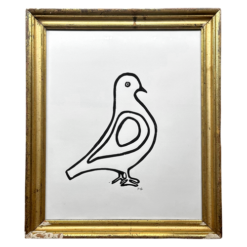 "Right Facing Pigeon" in a Vintage Gilded Frame