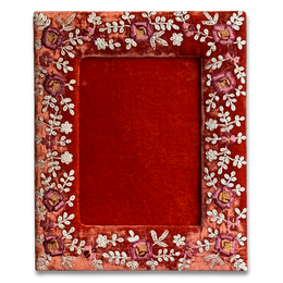 Miranda Silk Velvet Embroidered Tabletop Frame in Burned Tangerine (#2)