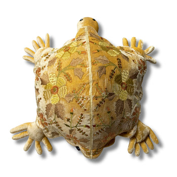 Alba Embroidered Big Silk Velvet Turtle in Corn Yellow