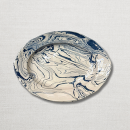 Marbled Deep Oval Platter in Dark Belle Île (DB #742)