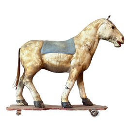 19th-century French Toy Horse on Wheels