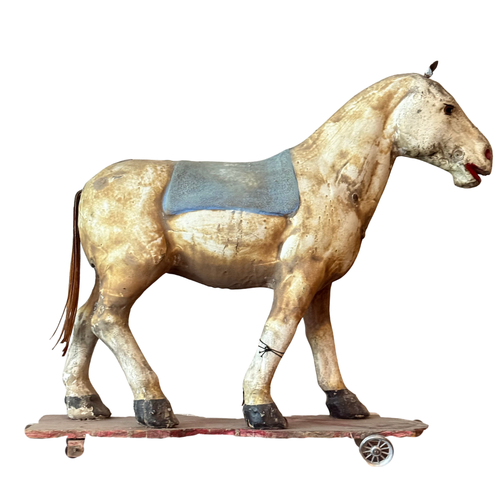 19th-century French Toy Horse on Wheels