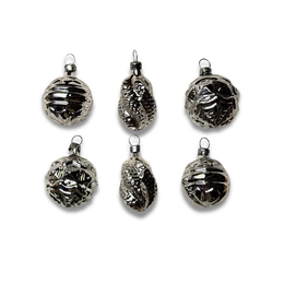 Set of 6 Small Silver Ornaments