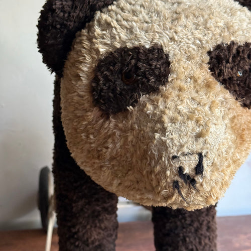 Vintage French Toy Panda on Wheels