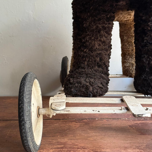 Vintage French Toy Panda on Wheels