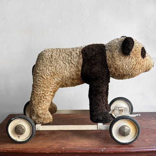 Vintage French Toy Panda on Wheels