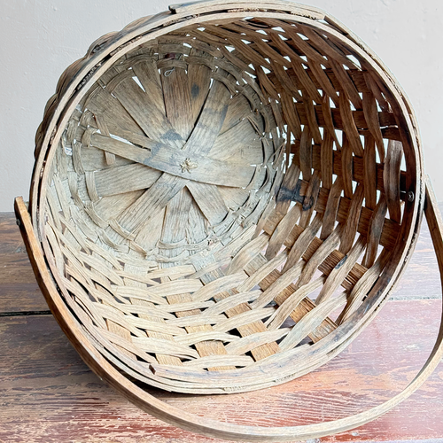 Antique American Hand-Woven Splint Ash Basket