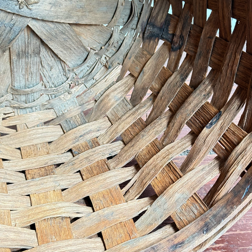 Antique American Hand-Woven Splint Ash Basket