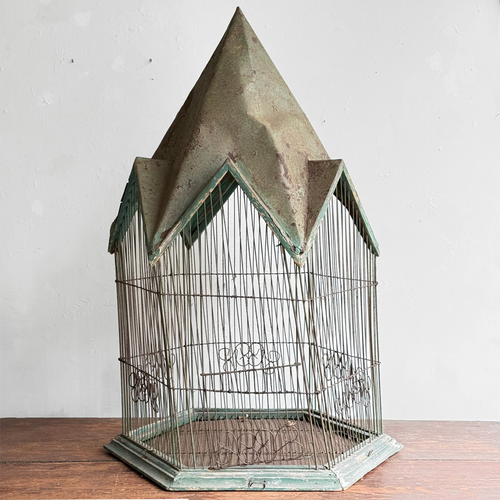 Early 20th-century Tin and Wire Bird Cage