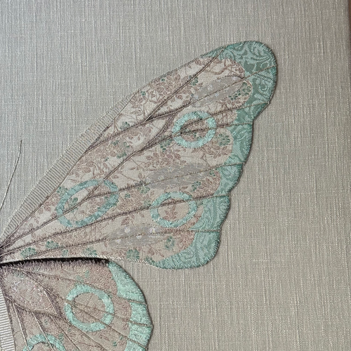 Hand Embroidered "Blue & Silver Butterfly" by Zara Merrick