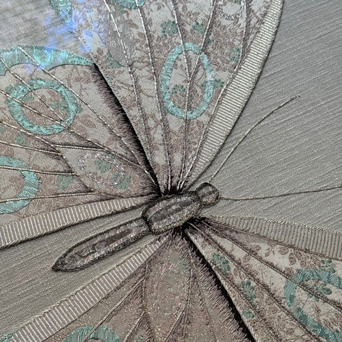 Hand Embroidered "Blue & Silver Butterfly" by Zara Merrick