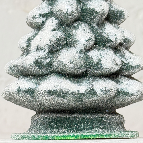 Papier-Mâché Small Dark Green & Beaded Glitter Tree