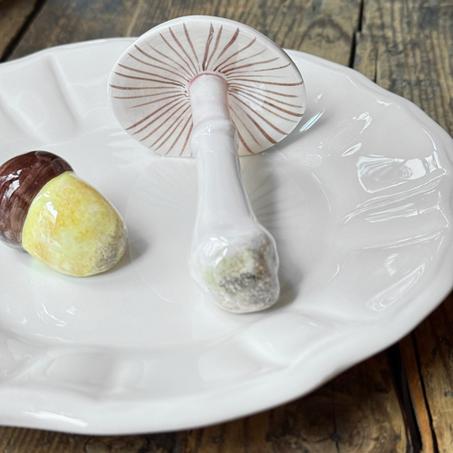 Trompe L'oeil Mushroom Plate with Fluted Rim