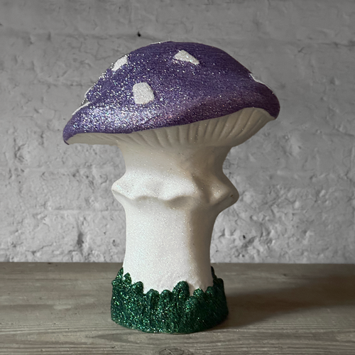 Large Glitter Mushroom in Purple & White
