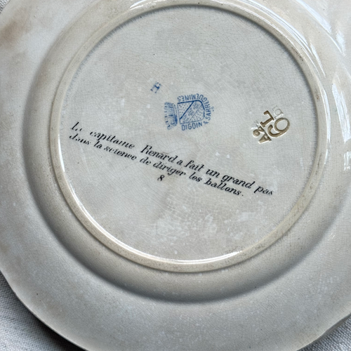 Set of 6 19th‑century French Sarreguemines Talking Plates