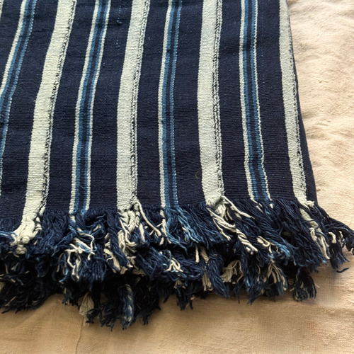 Antique 20th-century 55" x 88" West African Indigo Bedcover