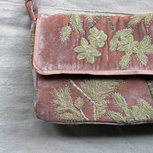 Candolyn Embroidered Silk Velvet Shoulder Bag in Pink Quartz