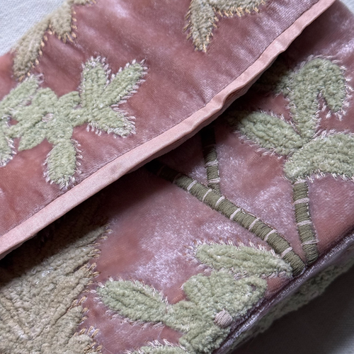 Candolyn Embroidered Silk Velvet Shoulder Bag in Pink Quartz