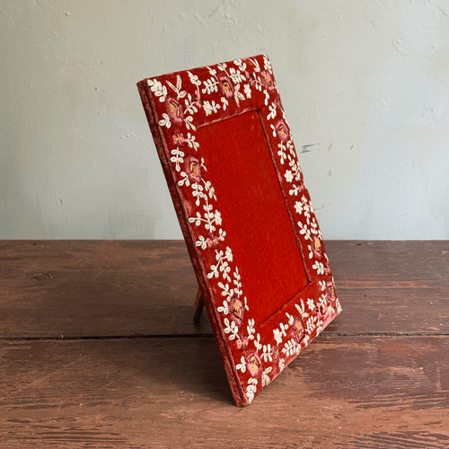 Miranda Silk Velvet Embroidered Tabletop Frame in Burned Tangerine (#2)