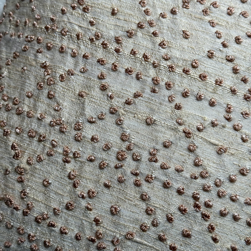 French Knots Embroidered Tassia Cushion in Ivory
