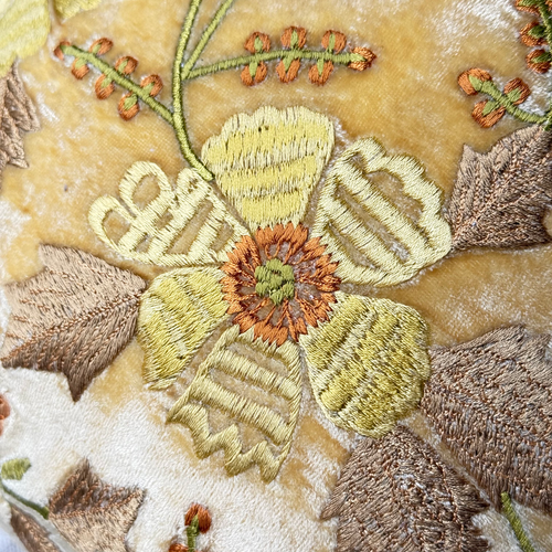 Alba Embroidered Big Silk Velvet Turtle in Corn Yellow