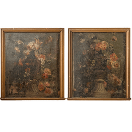 19th Century French Floral Still Life Painting Pair
