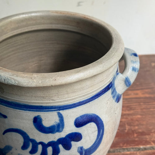 19th-century Salt-Glazed Stoneware German Crock (#2)
