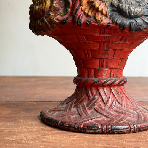 Antique American Cast Iron Flower Basket Doorstop