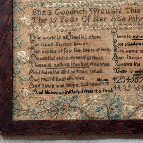 19th-century American Needlework Sampler