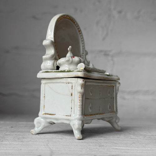 Antique German Porcelain Fairing Trinket Box (#13)