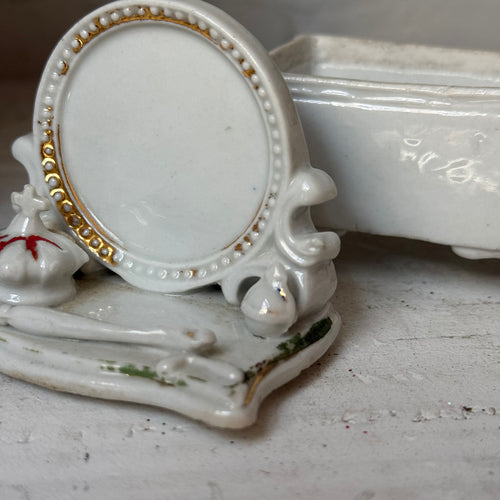 Antique German Porcelain Fairing Trinket Box (#13)