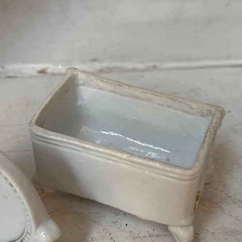 Antique German Porcelain Fairing Trinket Box (#13)